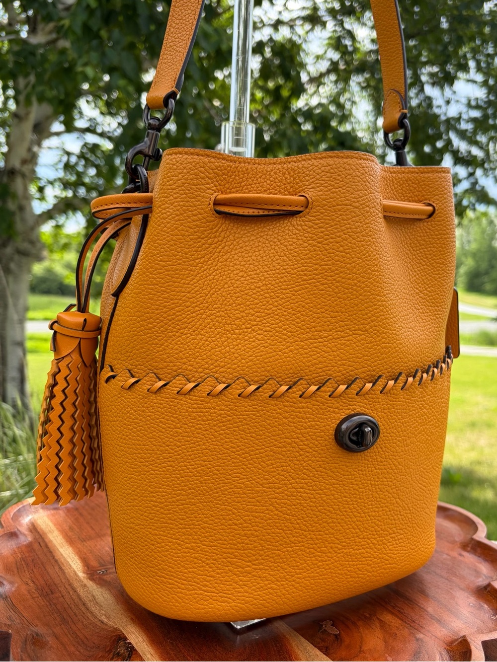 Coach Lora Whipstitch Bucket Bag Pebble Leather Like New - Picture 4 of 17